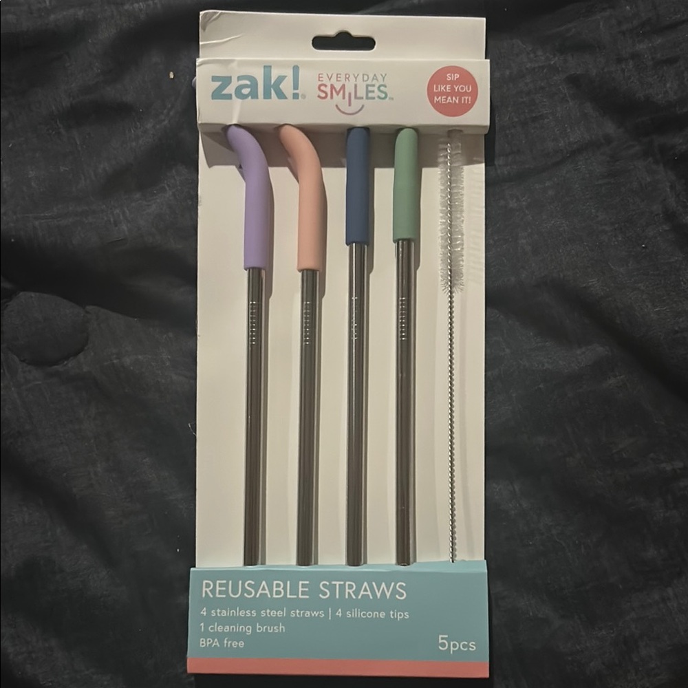 Reusable Straws with Silicone Tips - Multicolor